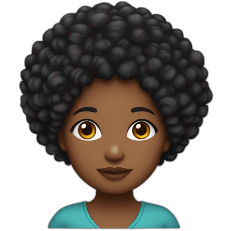 Une fille métisse, congolaise et vietnamienne, mignonne. Elle a des cheveux noirs avec de grosses boucles qui forment un afro. emoji