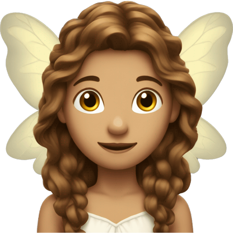 A fairy with very long wavy brown hair emoji