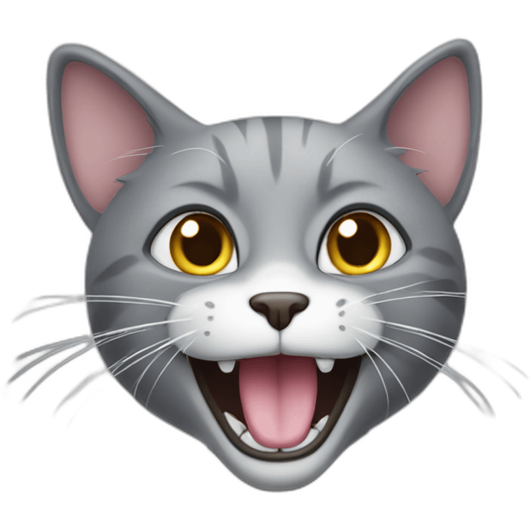 grey cat with 1 tooth emoji