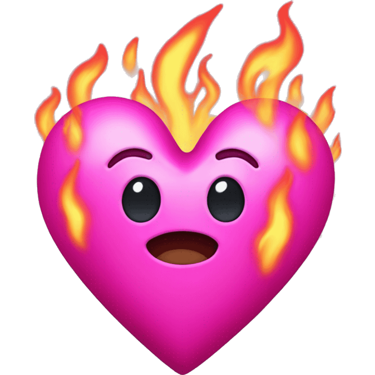 hot pink heart with pink fire emoji