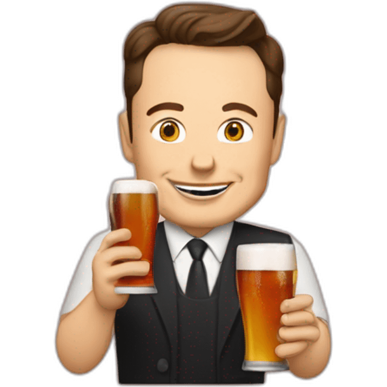 Elon musk qui boit une bière rouge emoji