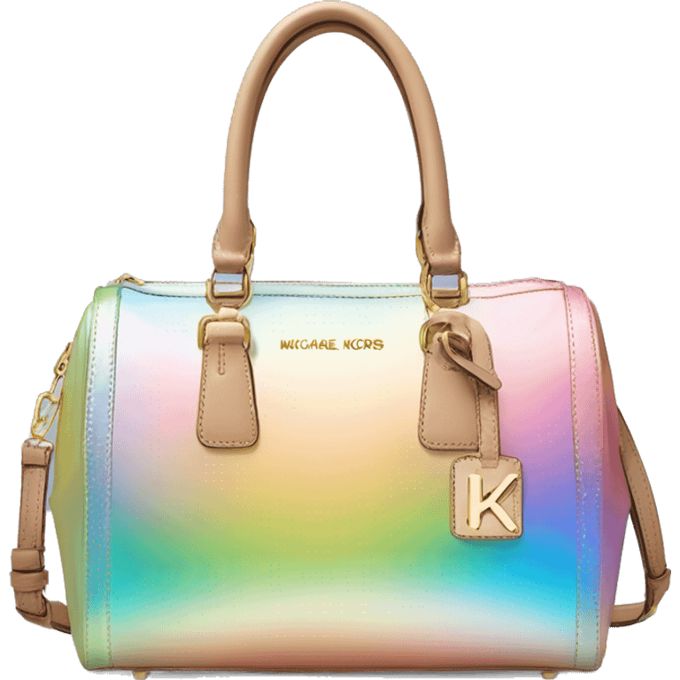 Realistic iridescent pastel rainbow michael kors satchel purse. emoji