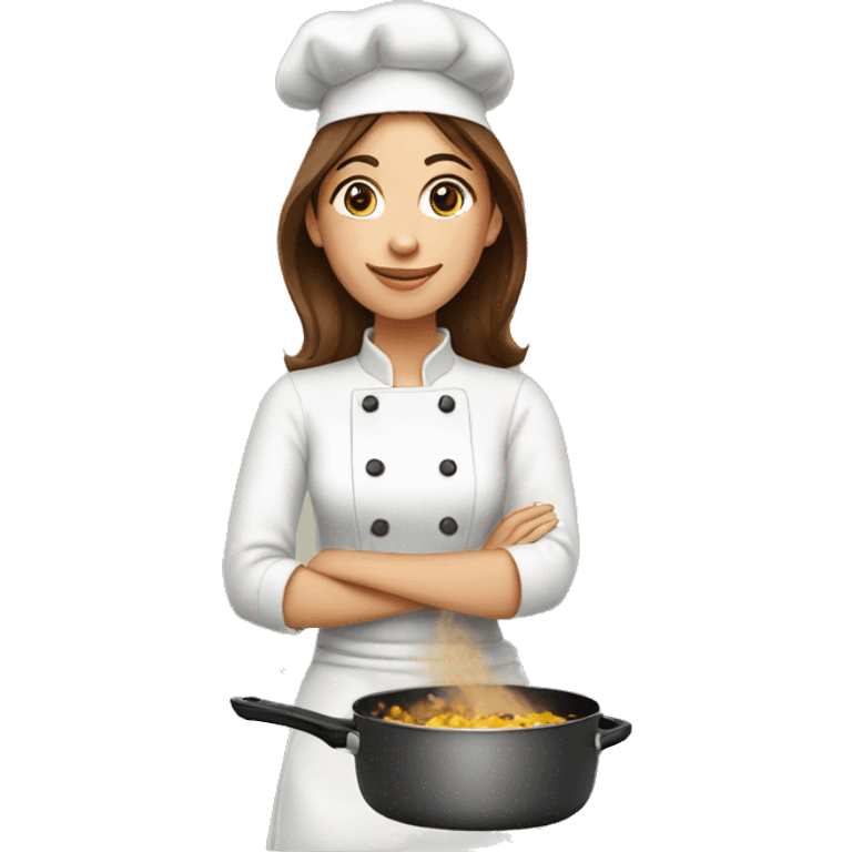 Giunge Woman with brown hairs cooking emoji