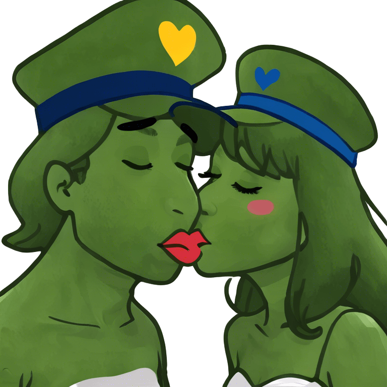 kiss face with hat emoji