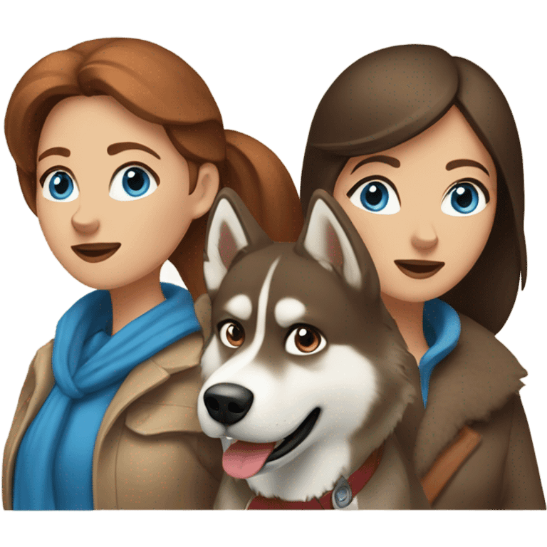 Woman brown hair blue eyes with Husky Copper beige  emoji