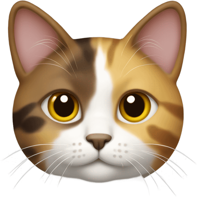 3-color small cat, brown-white-yellow emoji