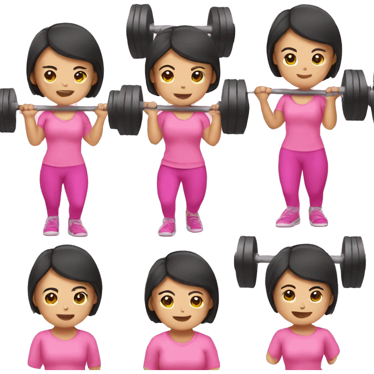 Asian woman wearing pink lifting weights emoji