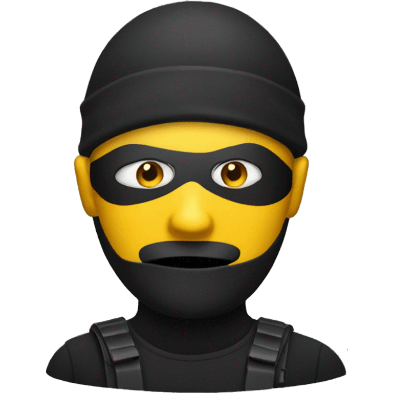 Regular yellow face emoji but as a robber emoji