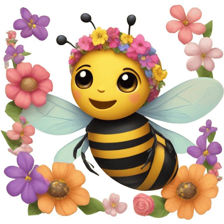 Bee with a floral hat emoji