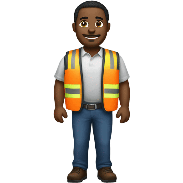 Fat black guy in safety vest holding an Ethernet cord  emoji