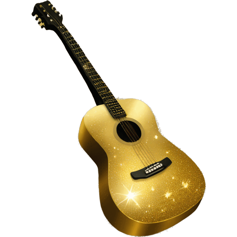 Gold sparkles acoustic guitar emoji