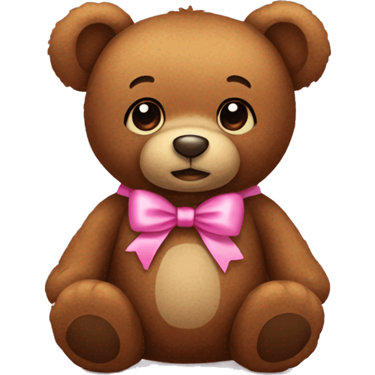 brown teddy bear with pink bow emoji