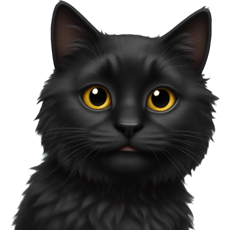 Fluffy black cat  emoji