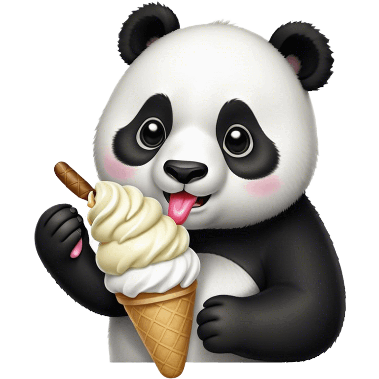 Panda eating ice cream emoji