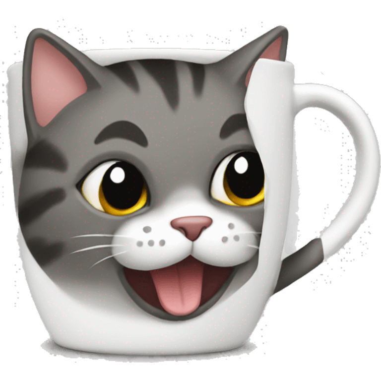 Cat drinking out a mug emoji