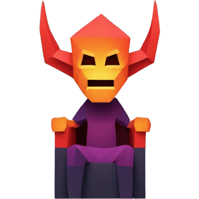 generate a low-poly demon with no details and just shapes sitting on a throne emoji