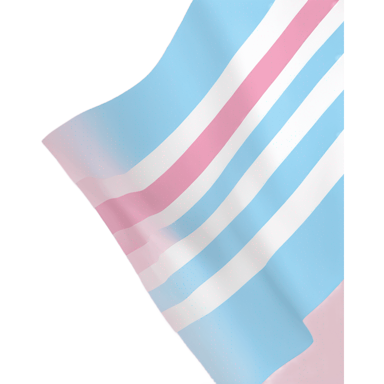 transgender pride flag with five horizontal stripes: light blue, pink, white, pink, and light blue emoji