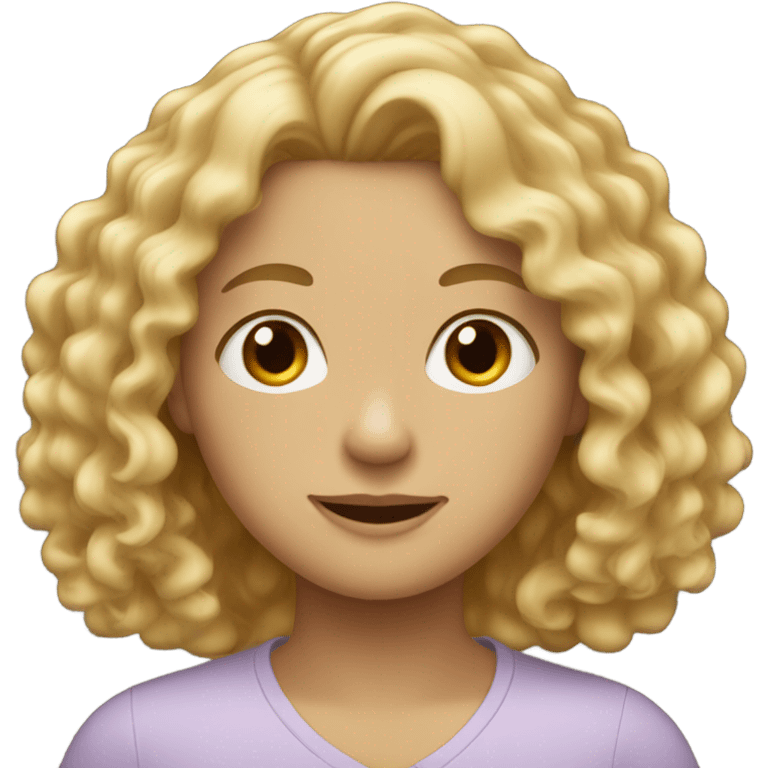 blonde, white, hazel eyes, curly medium hair emoji