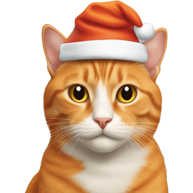 Orange cat with Santa hat emoji