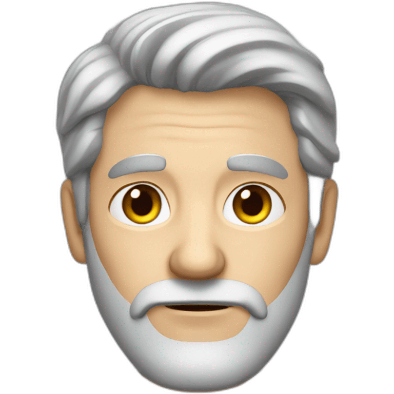 grey haired man, in grey casual suit, grey beard. looking sarcastic emoji