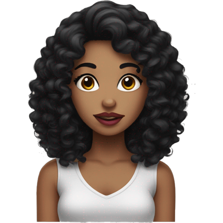 girl with black curly hair and long lashes and big lips emoji