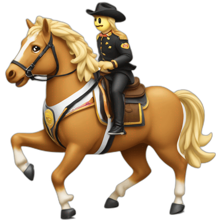 Poutine sur un cheval qui danse emoji