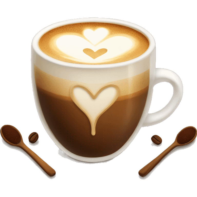 Hot coffee with heart latte set emoji