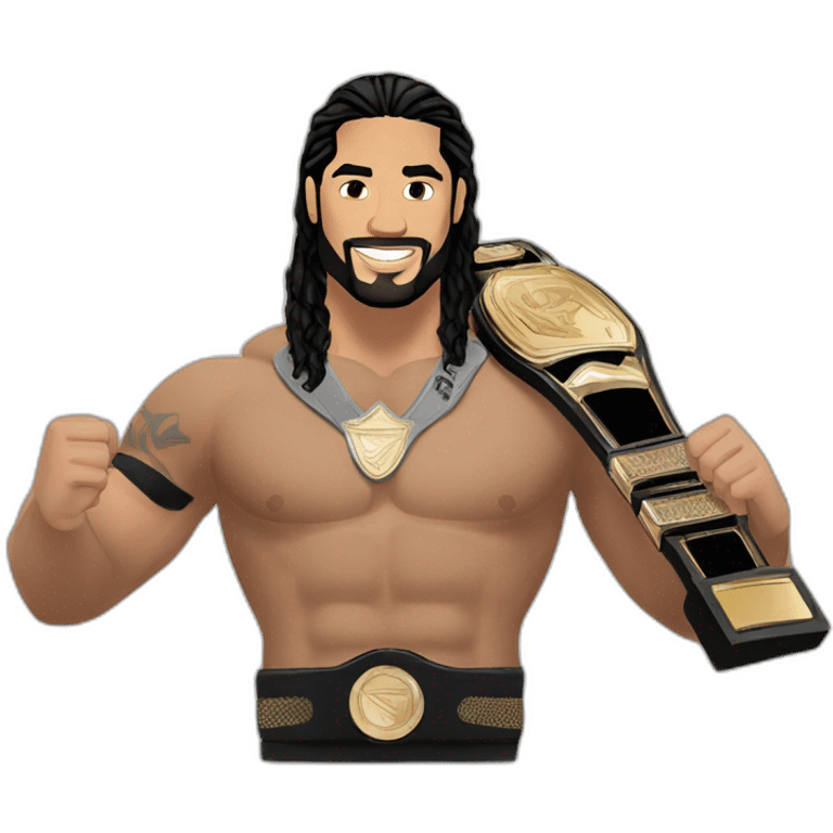 roman reigns holding a championship emoji