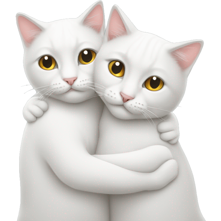 Two white British cats hugs  emoji