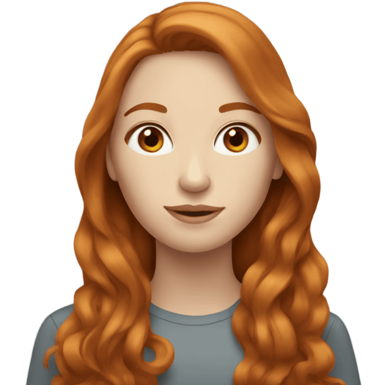 pale pretty woman with long ginger-brown hair emoji