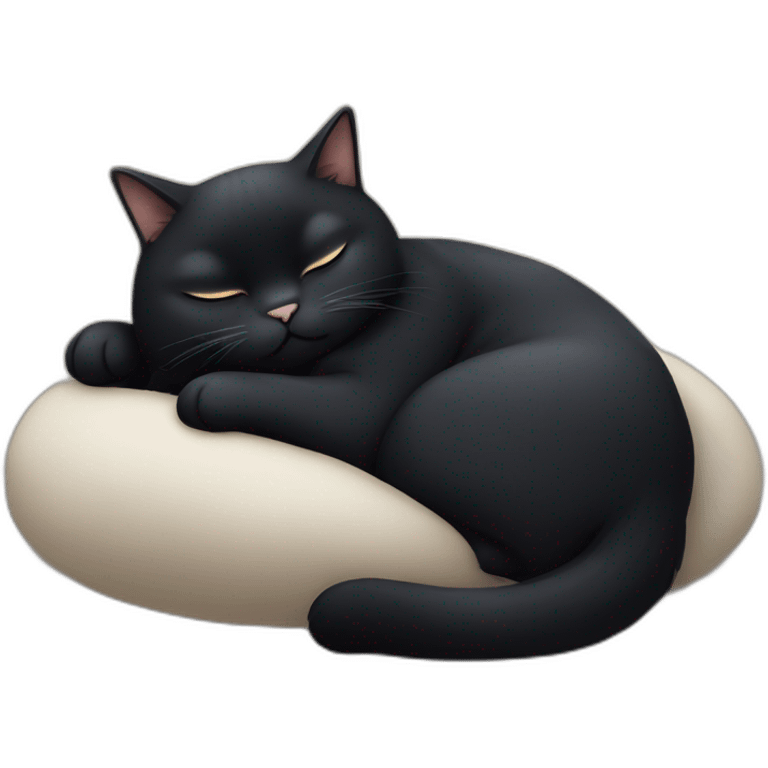 Fat black cat sleeping emoji