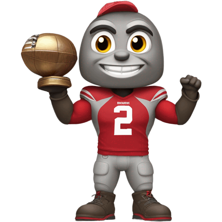 Brutus the buckeye holding a national championship trophy  emoji