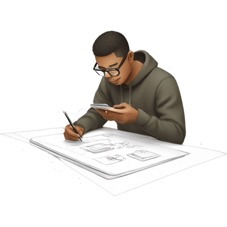 ux designer sketching a mobile app emoji