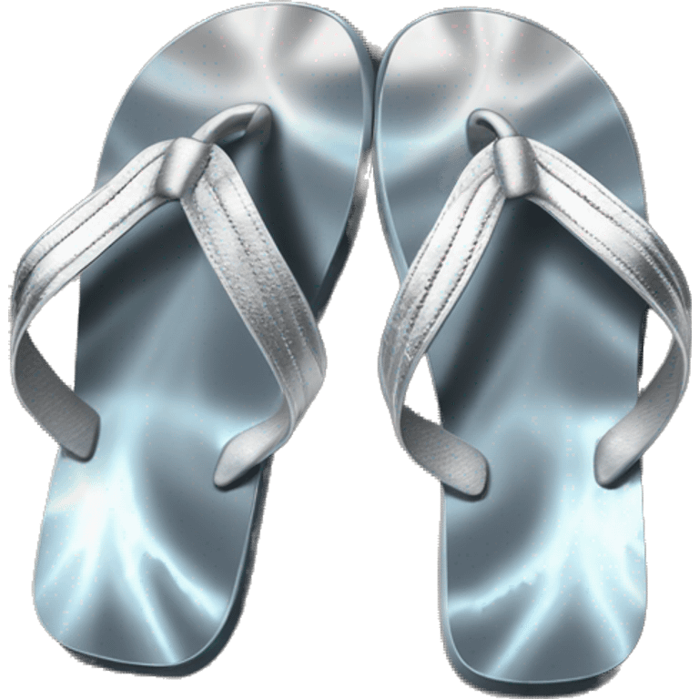 Realistic metallic silver and tie dye pair of summer flip flops isolated. emoji