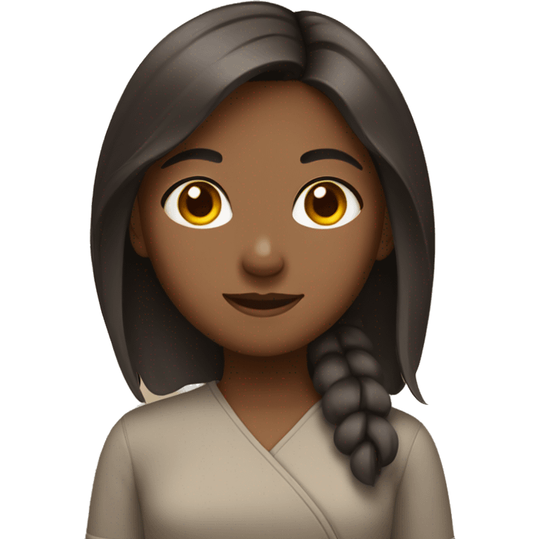 Girl with Brown skin learning Chinese  emoji