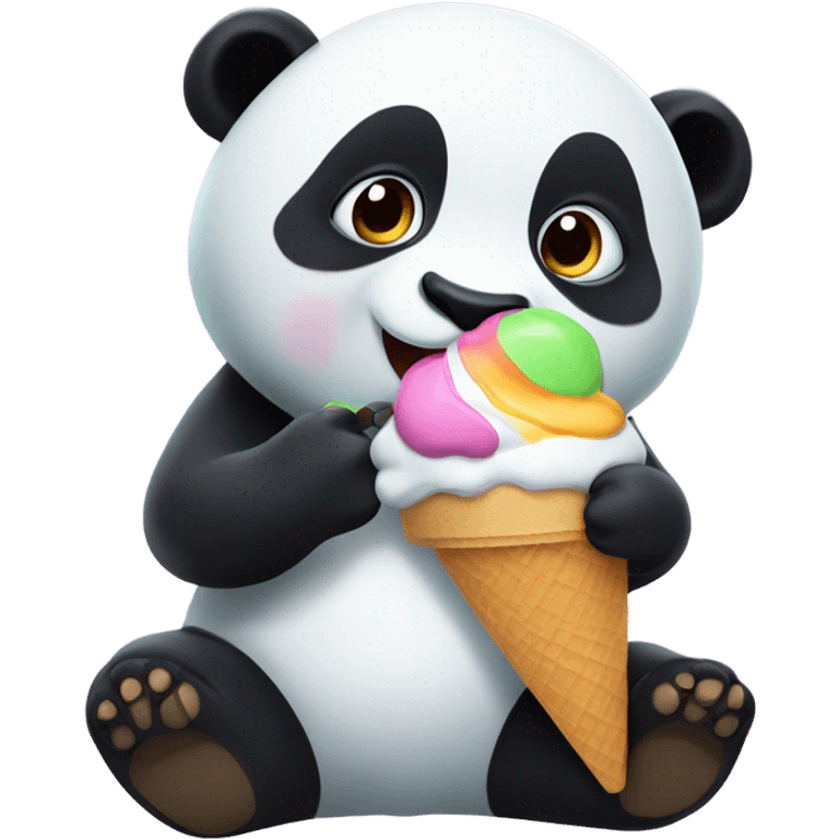 Panda eating ice cream emoji