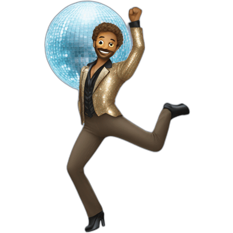 a man dancing with a disco ball costume emoji