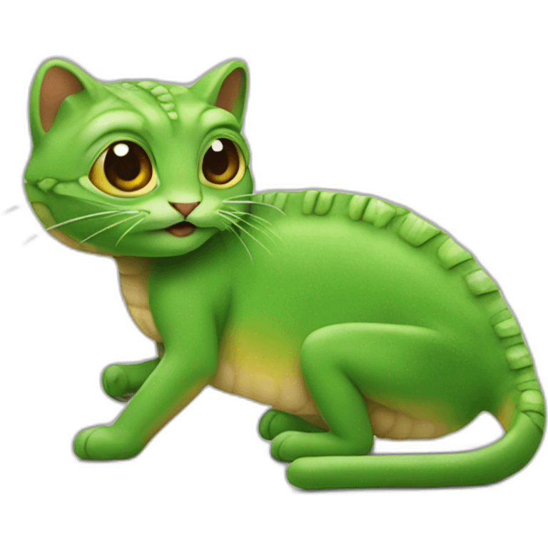 Caméléon sur un chat emoji