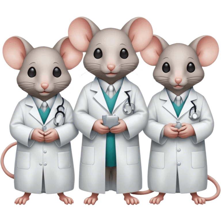 Three blind mice dressed as doctors emoji