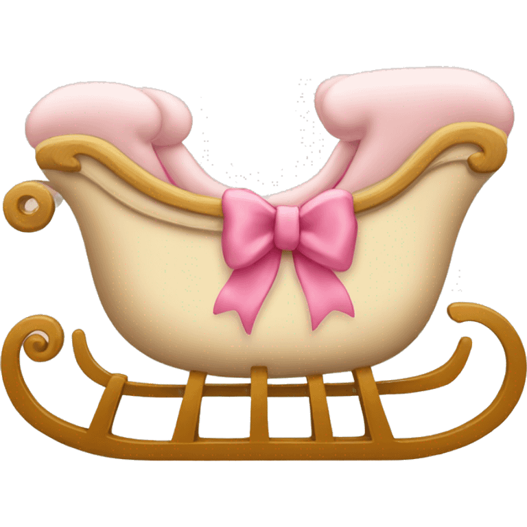 Beige sleigh with pink bows in fetal emoji