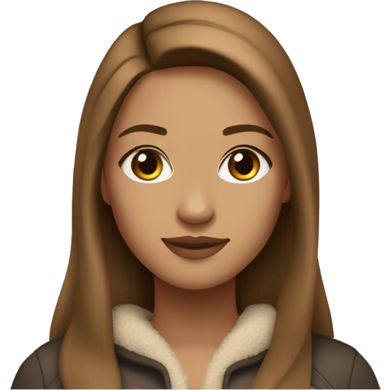 beautiful woman, straight long light brown hair, brown eyes with ugg emoji