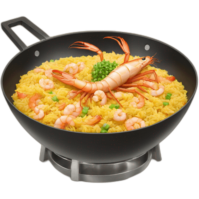 shrimp making fried rice in a wok emoji