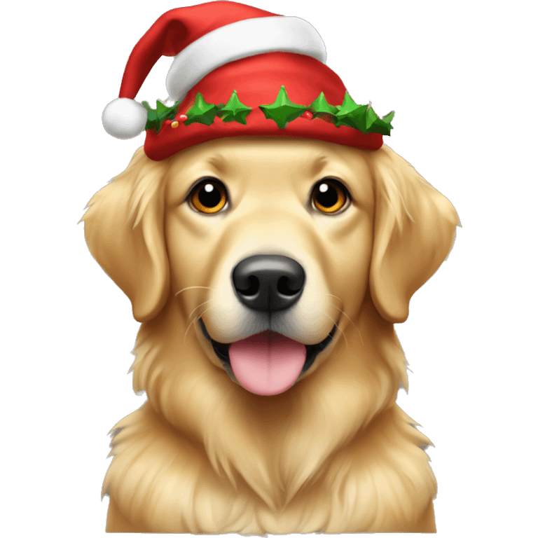 Golden retriever in Christmas outfit emoji