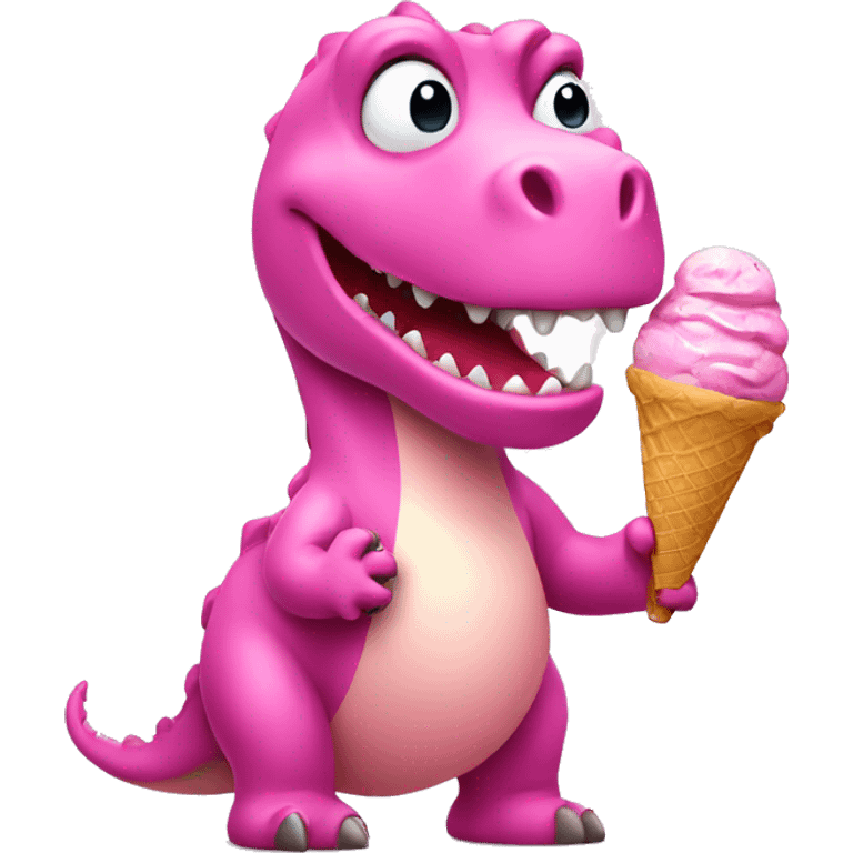 pink dinosaur holding ice cream emoji