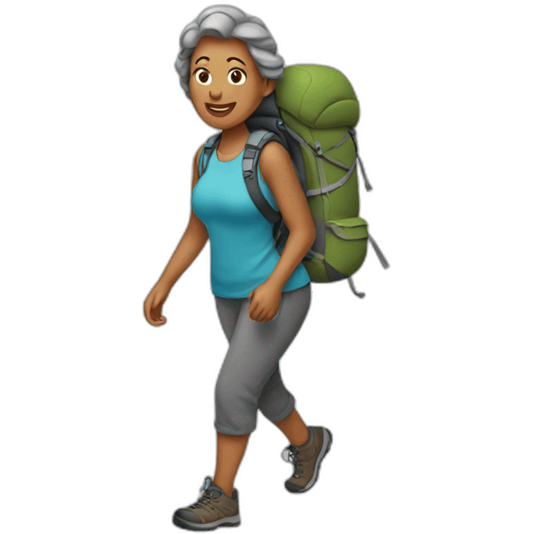 Woman 50 years old is Hiking emoji