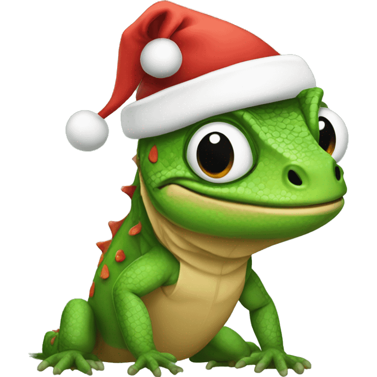 lizard wearing a santa hat emoji