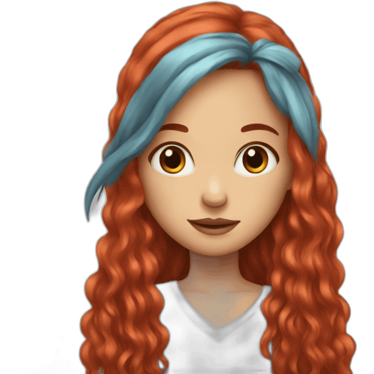 Red long hair girl drawing emoji