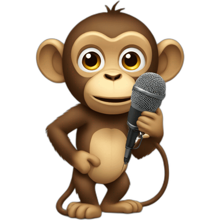 Monkey singing holding mic very close emoji