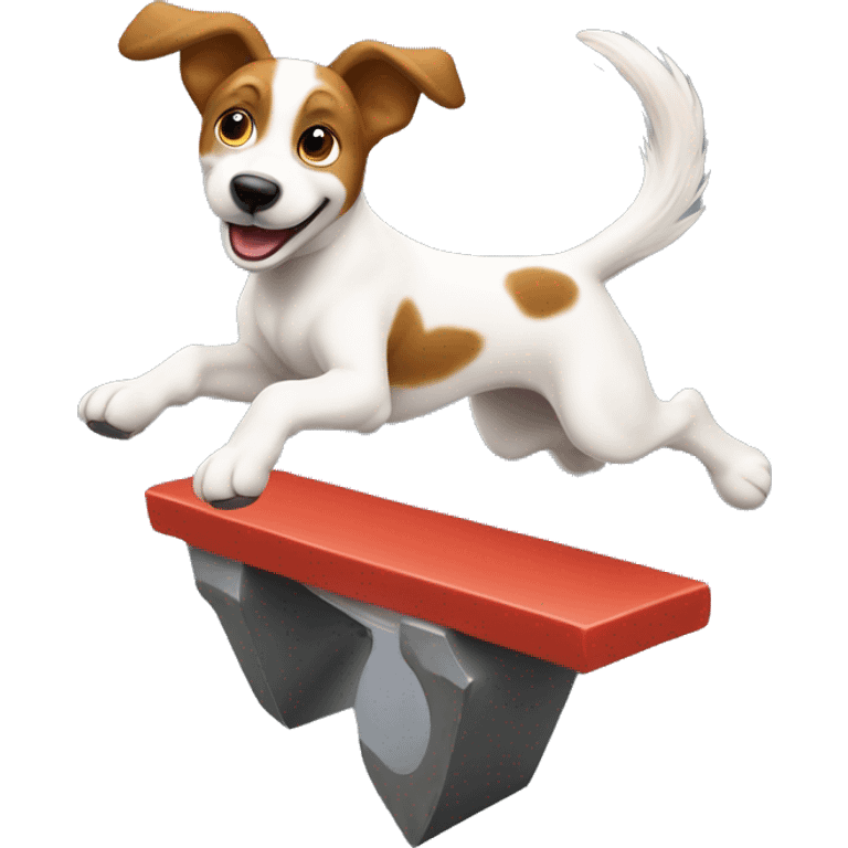 Agility dog jumping over anvil emoji