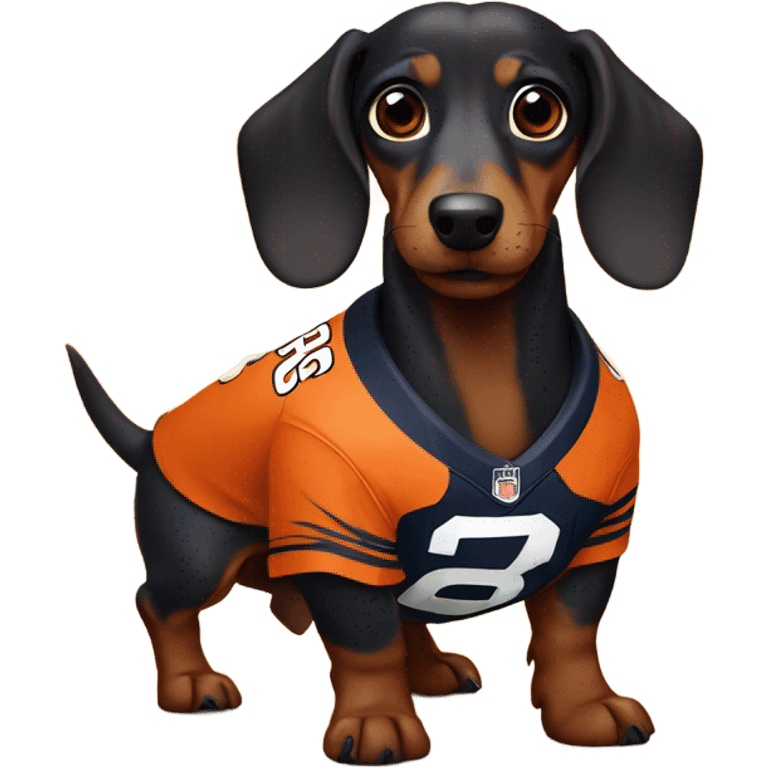 Dachshund in a Broncos jersey emoji